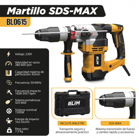 MARTILLO SDS-MAX 1500W 10 JULIOS BLIM