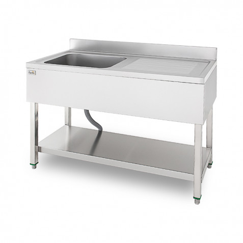 FREGADERO INDUSTRIAL 140X70X85CM CUBETA IZQUIERDA Y ESTANTE CHEF PRO