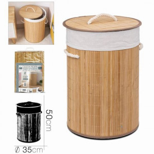 CESTA ROPA BAMBU CON TAPA 48 LITROS...