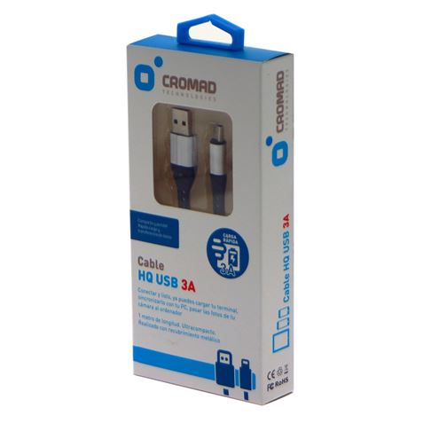 CABLE HQ USB A TIPO C 1 METRO 3A PLATA CROMAD - CR0998-1