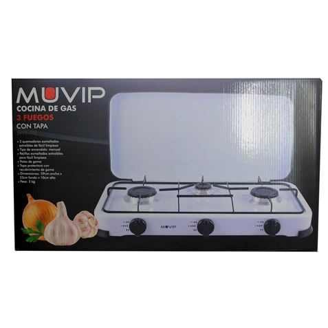 COCINA DE GAS 3 FUEGOS BLANCA MUVIP - MV0195-3