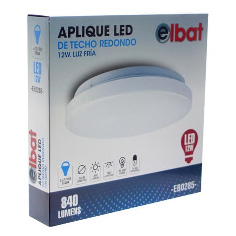 APLIQUE LED TECHO REDONDO 12W LUZ FRIA ELBAT - EB0285-1