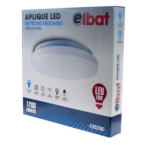 APLIQUE LED TECHO REDONDO 18W LUZ FRIA ELBAT - EB0286-1