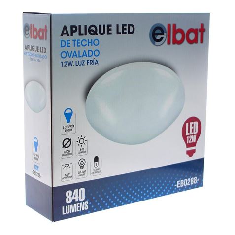 APLIQUE LED TECHO OVALADO 12W LUZ FRIA ELBAT - EB0288-1
