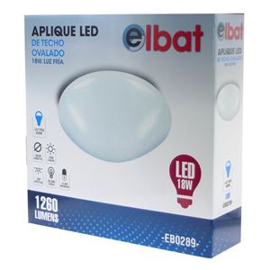 APLIQUE LED TECHO OVALADO 18W LUZ FRIA ELBAT - EB0289-1
