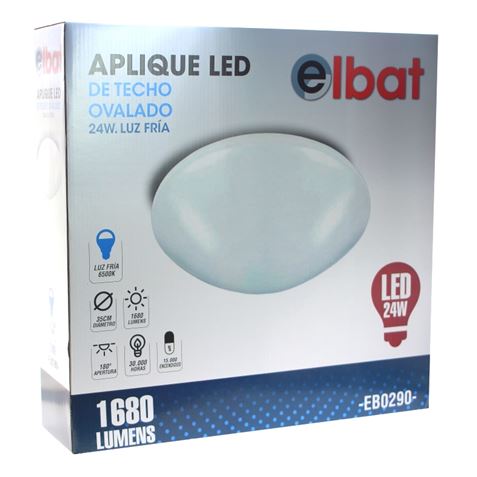 APLIQUE LED TECHO OVALADO 24W LUZ FRIA ELBAT - EB0290-1 COPIA