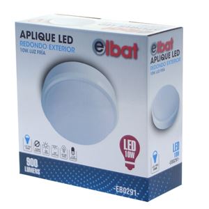 APLIQUE LED REDONDO EXTERIOR 10W LUZ FRIA ELBAT - EB0291-1
