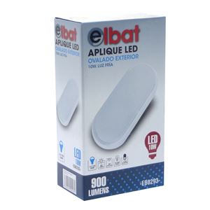 APLIQUE LED OVALADO EXTERIOR 10W LUZ FRIA ELBAT - EB0293-1