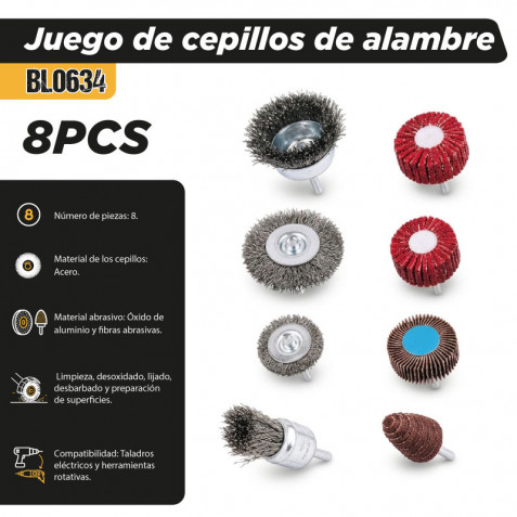 JUEGO DE CEPILLOS DE ALAMBRE 8PCS BLIM