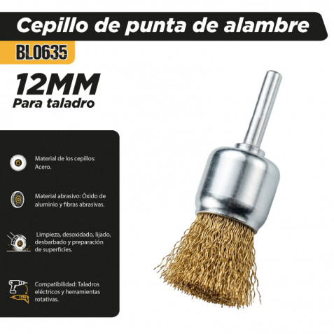 CEPILLO DE PUNTA DE ALAMBRE 12MM PARA...