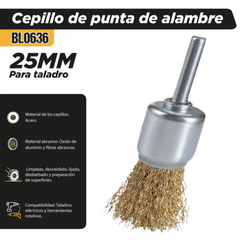 CEPILLO DE PUNTA DE ALAMBRE 25MM PARA...