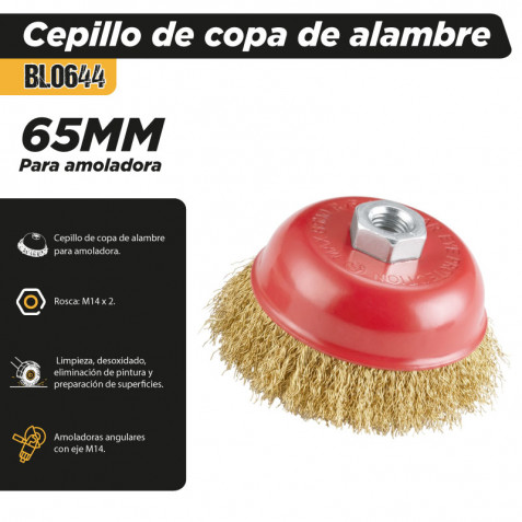CEPILLO DE COPA DE ALAMBRE 65MM M14...