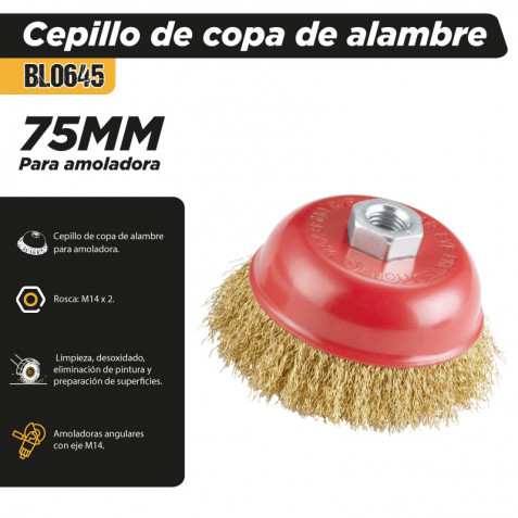 CEPILLO DE COPA DE ALAMBRE 75MM M14...