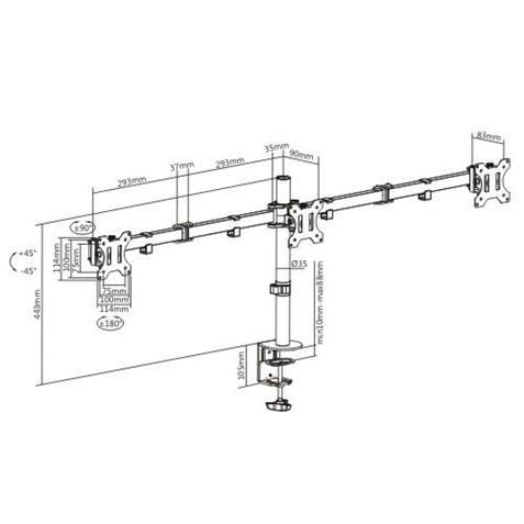 SOPORTE DE MESA PARA 3 MONITORES 13" - 27" CROMAD - CR0951-2