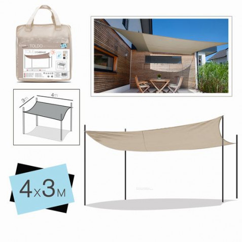 TOLDO RECTANGULAR 3X4 METROS BEIGE +...