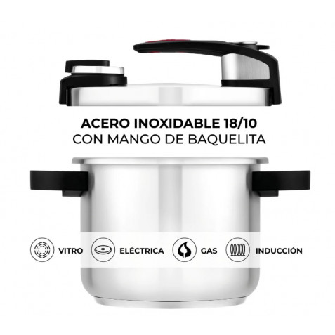 OLLA RAPIDA TEKNA 22CM 7 LITROS INOX BRA