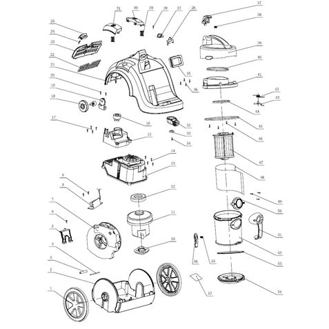RUEDA GRANDE Nº1 PARA ASPIRADORA MV0133 MUVIP - MV0133-DESPIECE