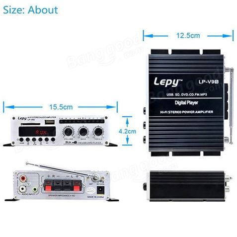 AMPLIFICADOR DIGITAL ESTÉREO HI-FI PORTÁTIL CON USB/SD/FM/MP3 LEPY - 51746-3