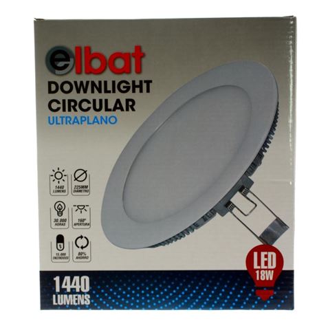 DOWNLIGHT EMPOTRAR ULTRAPLANO LED LUZ FRIA 18W ELBAT - EB0185-EB01876-3