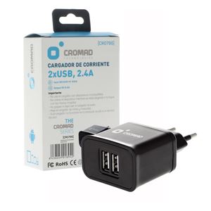 CARGADOR DE CORRIENTE 2.4A 2 X USB NEGRO CROMAD - CR0795-1