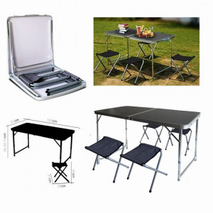 SET CAMPING MESA + 4 SILLAS PLEGABLE