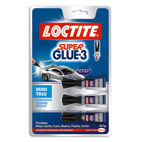 ADHESIVO UNIVERSAL INSTANTANEO LOCTICTE SUPERGLUE-3 MINI TRIO