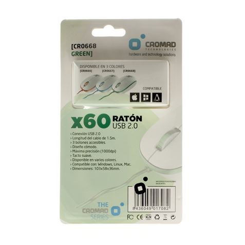 RATÓN X60 USB BLANCO/VERDE CROMAD - CR0668 2