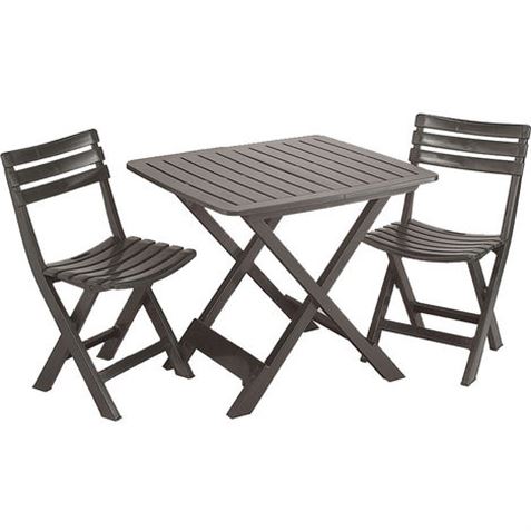 CONJUNTO DE JARDIN PLEGABLE 2 SILLAS Y MESA ANTRACITA - 78008