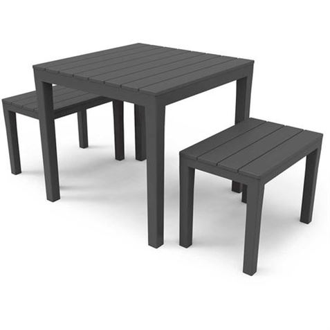 CONJUNTO DE JARDIN MESA + 2 BANQUETAS PAPAU ANTRACITA - 78019