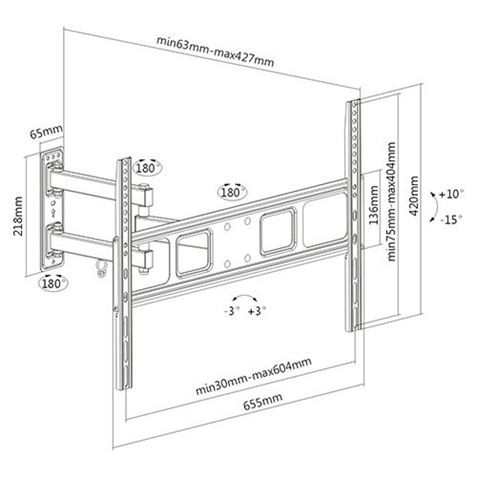 SOPORTE CON BRAZO TV LED, LCD 32"-70" CROMAD - CR0656-1